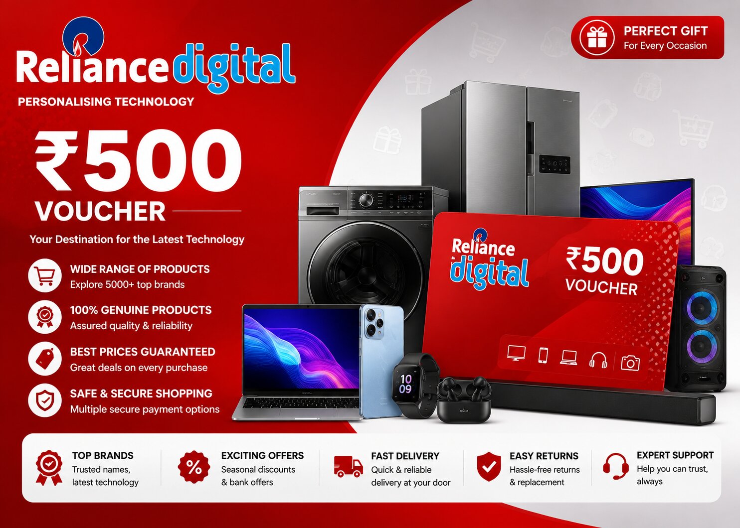 Reliance Digital ₹500 shopping voucher card